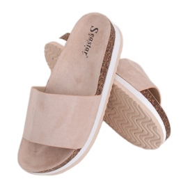 Women's beige slippers CK184P Beige