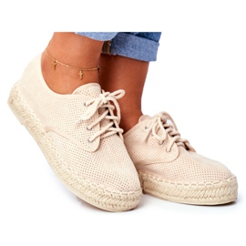 MSMG Women's Espadrilles On Beige Sonya Linen Platform