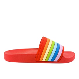 Red flip-flops with a rainbow 2456-3 multicolored