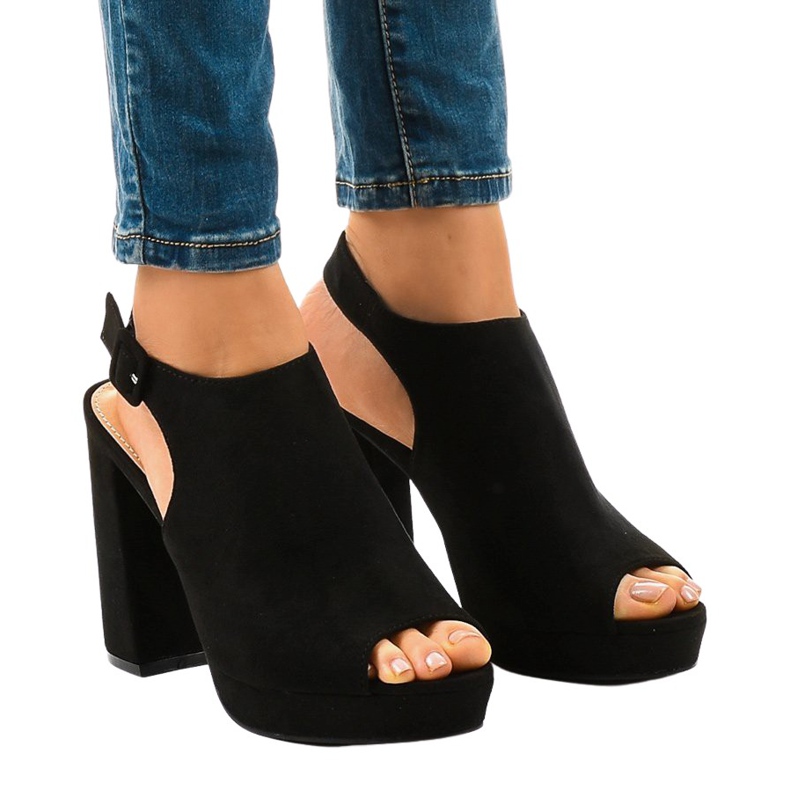 Black suede ankle boots on the 77-103 post