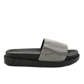 Black slippers with sequins SF-01 Black slippers with sequins SF-01