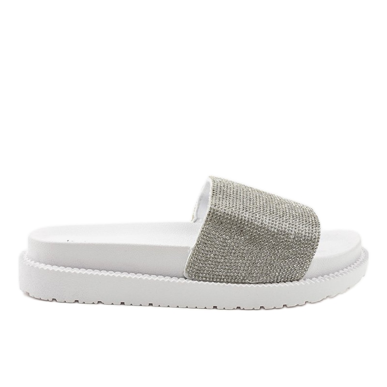 White slippers with sequins SF-01 grey
