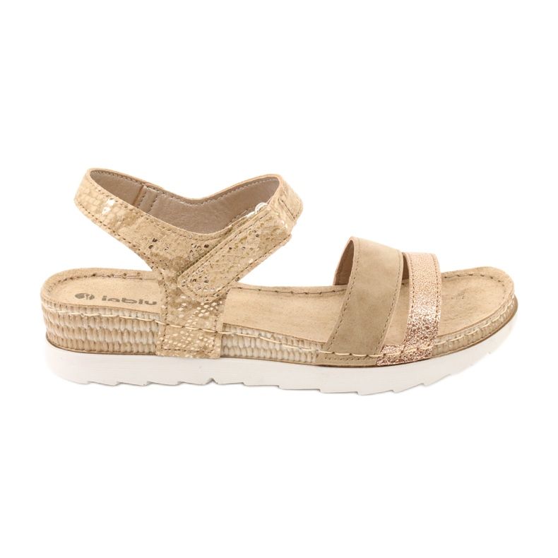 Sandals with a leather insert Inblu Platino OF019 beige golden