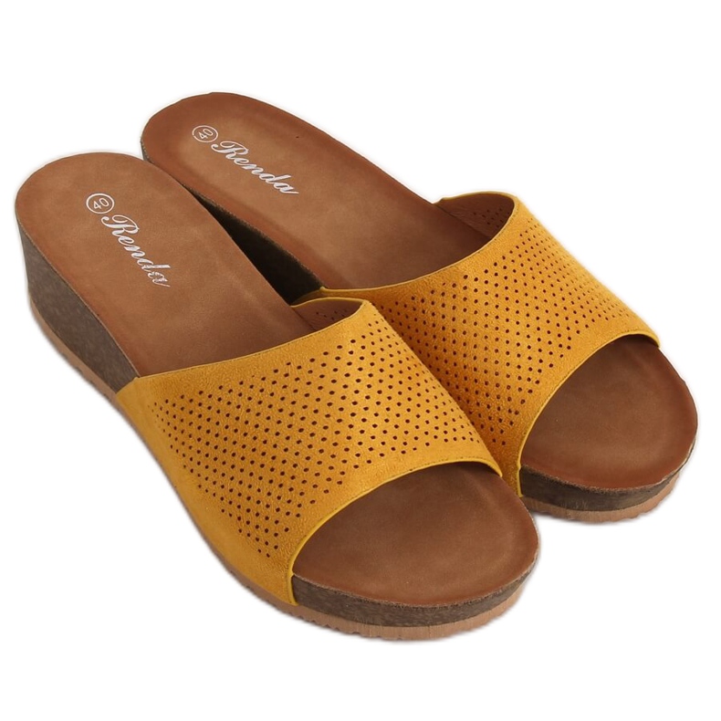 Slippers on low wedges honey 10-238 Yellow