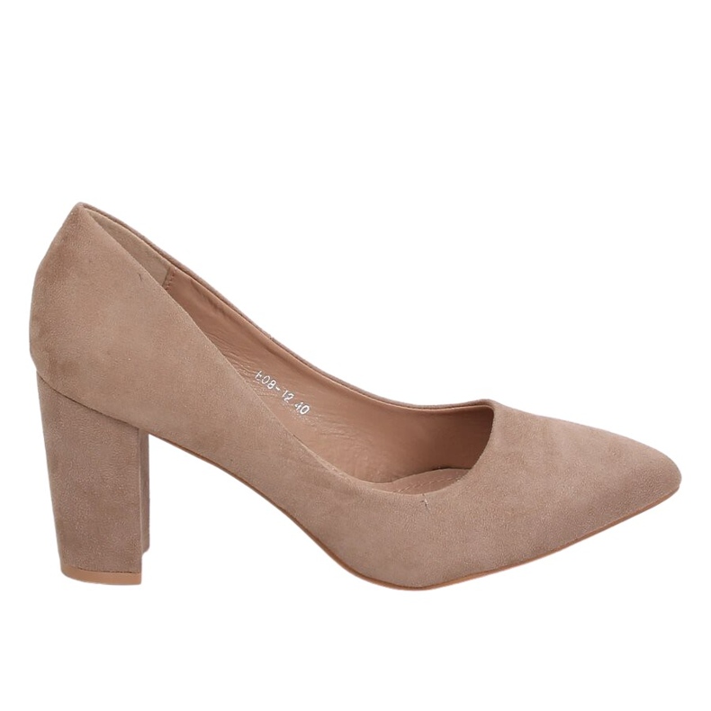 Pumps on the post beige E08-12 Khaki suede