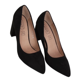 Pumps on the post black suede E08-12 Black