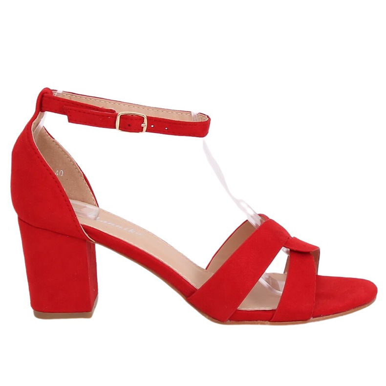 Red low-heeled sandals A3082 Red