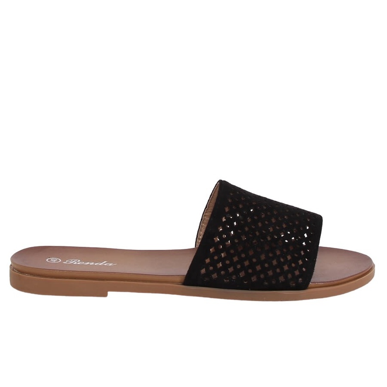 Black openwork slippers 620-63 Black