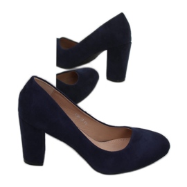 Pumps on the post E08-10 Blue navy blue