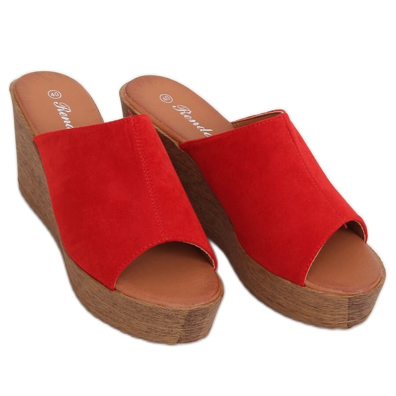 Red wedge slippers red 10-236 Red