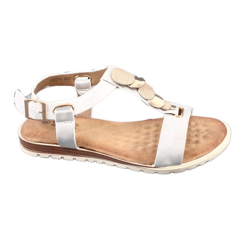 Evento women's silver sandals 20SD14 2067 white grey
