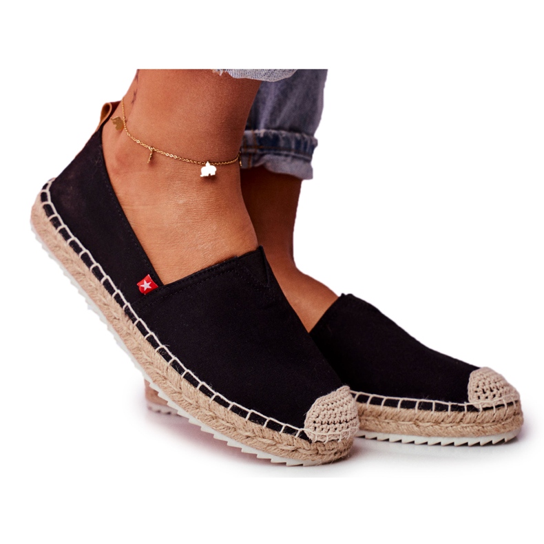 Women's Espadrilles Braided Sole Black Big Star FF274A498 Women's Espadrilles Braided Sole Black Big Star FF274A498