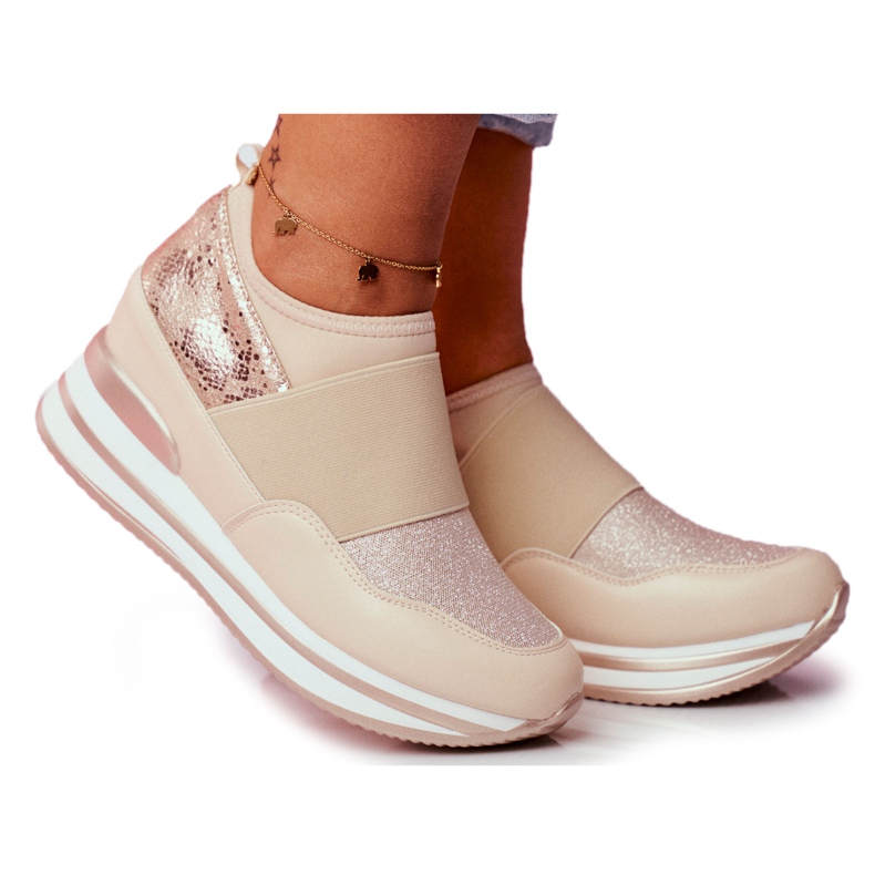 Women's Sport Slip On Wedge Shoes Beige Cold Play