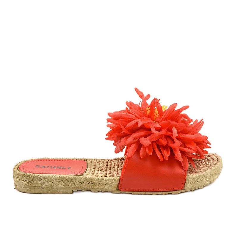 Red flip-flops with flowers espadrilles CD-1831
