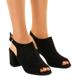 Black high-heeled sandals with an upper Z029 Black high-heeled sandals with an upper Z029