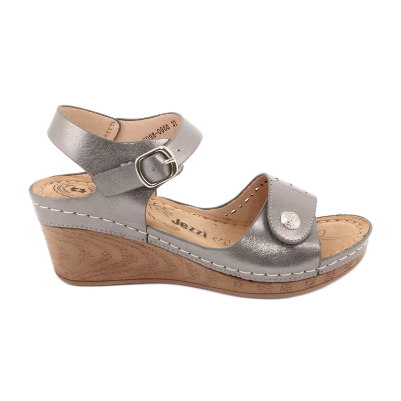 Evento Metallic women's sandals on wedge 9SD98-0980 gray grey
