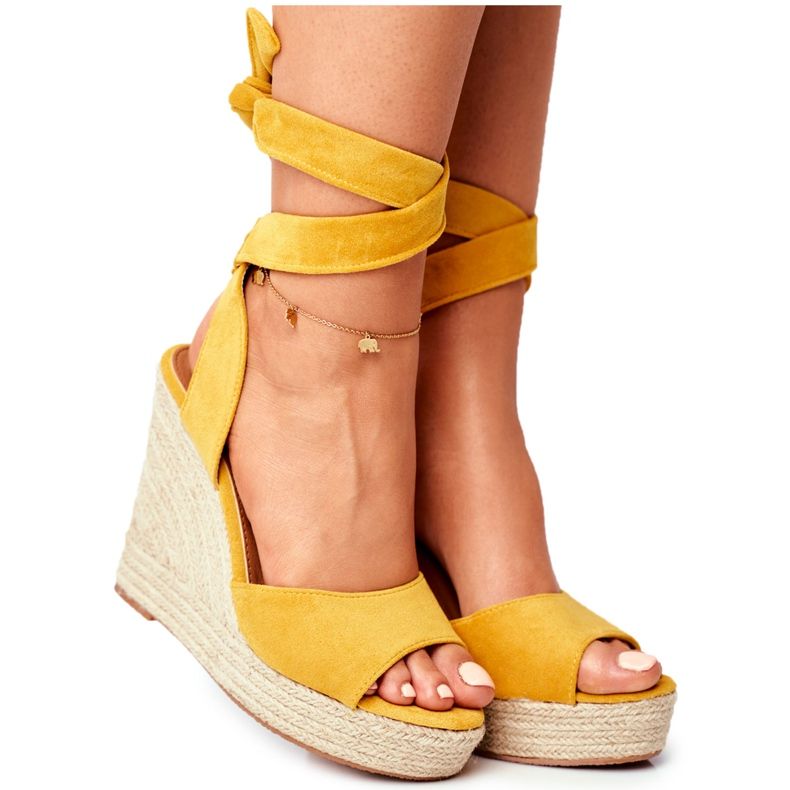 PS1 Women's Sandals On Wedge Tied Yellow Belleza