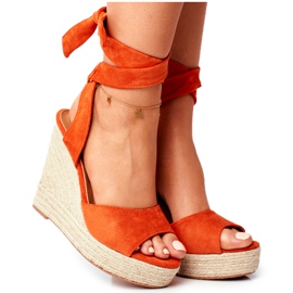 PS1 Women's Sandals On Wedge Tied Orange Belleza