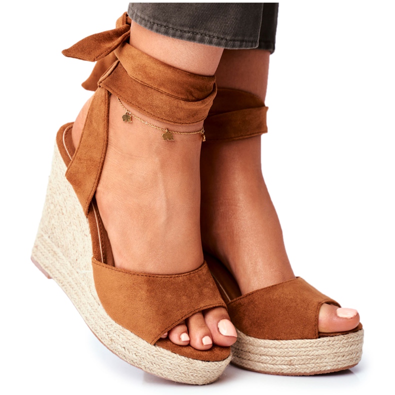 PS1 Women's Sandals On Wedge Tied Camel Belleza brown