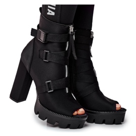 PS1 Women's Ankle Boots Open Toe Black Gladios