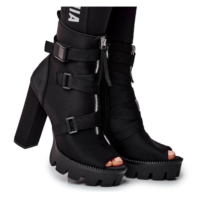 PS1 Women's Ankle Boots Open Toe Black Gladios