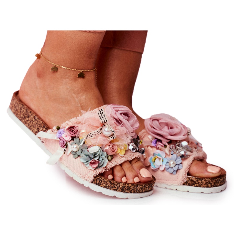SEA Women's Slippers With Flowers Pink Enrissa