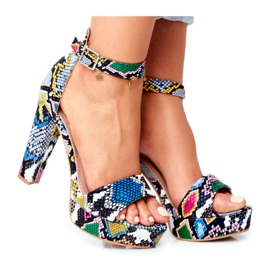 SEA Women's Sandals On A High Heel Colorful Snake Figaro multicolored