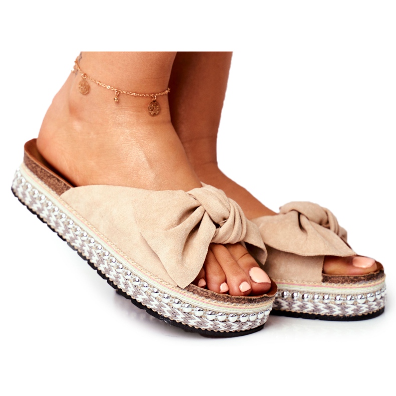 Women's High Slippers Beige Mortigo