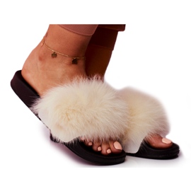 SEA Women's Slippers with Fur White Belmondo black SEA Women's Slippers with Fur White Belmondo black