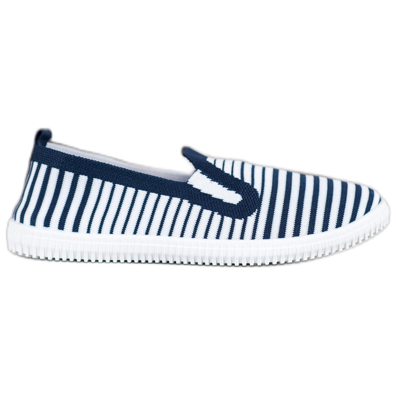 SHELOVET Striped Slip-On Sneakers white blue SHELOVET Striped Slip-On Sneakers white blue