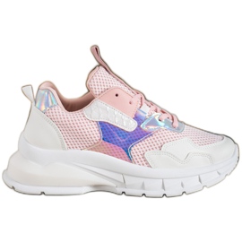 Mannika Fashionable Sneakers With Mesh pink