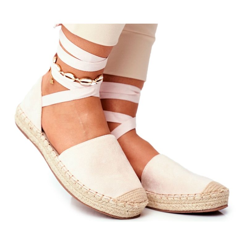 PS1 Women's Espadrilles, Tied Linen, Beige Bonjour