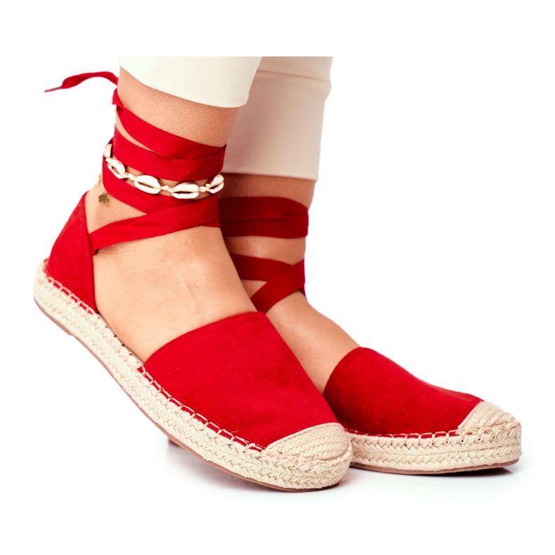 SEA Women's Espadrilles, Tied Linen, Red Bonjour