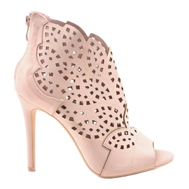 Pink sandals, openwork heels 1439-20