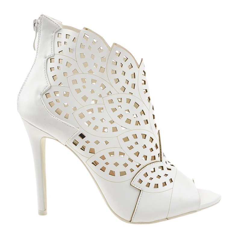 White sandals, openwork heels 1439-41