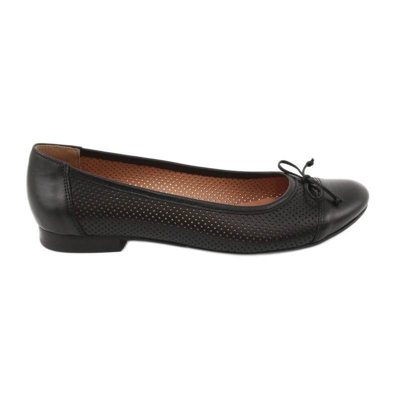 Black openwork ballet flats with a bow Angello 761