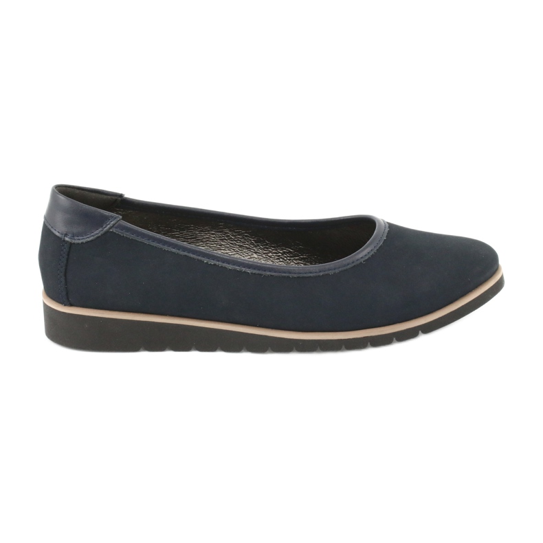 Angello Women's leather ballerinas on wedges 1348 navy blue
