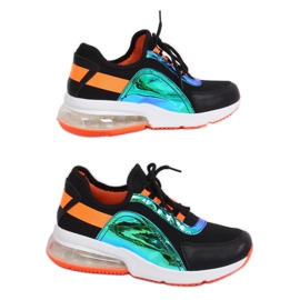 Black women's sports shoes F-3336 BLACK / ORANGE Black women's sports shoes F-3336 BLACK / ORANGE