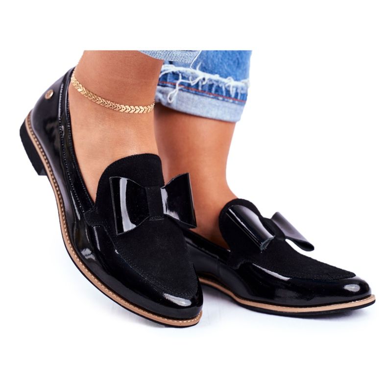 Women's Brogues Maciejka Lacquered Loafers Black 04099-01 / 00-5