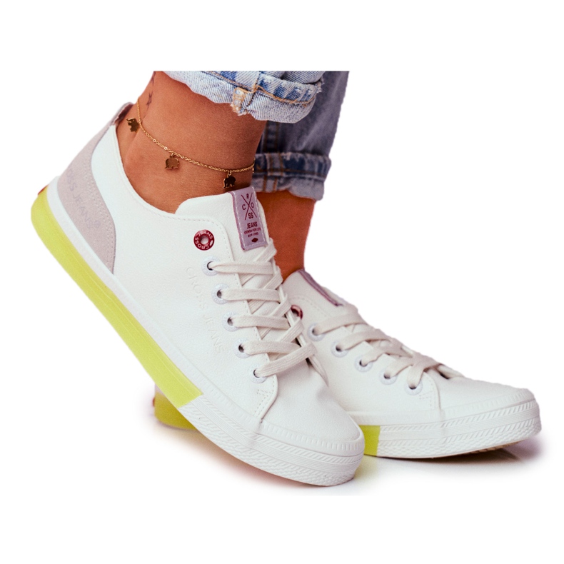 Women's Sneakers Cross Jeans White Yellow FF2R4042C