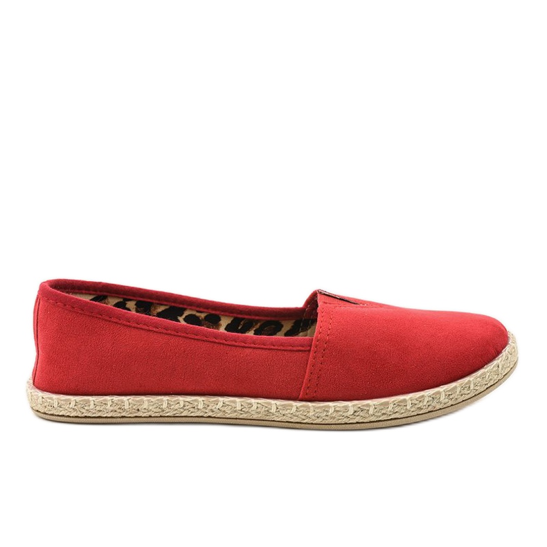 Red slip espadrilles with leopard print TL128-3