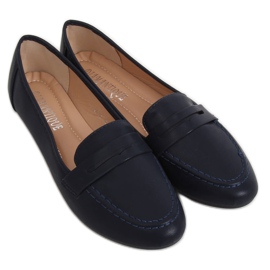 Women's navy blue loafers 98-29 Blue