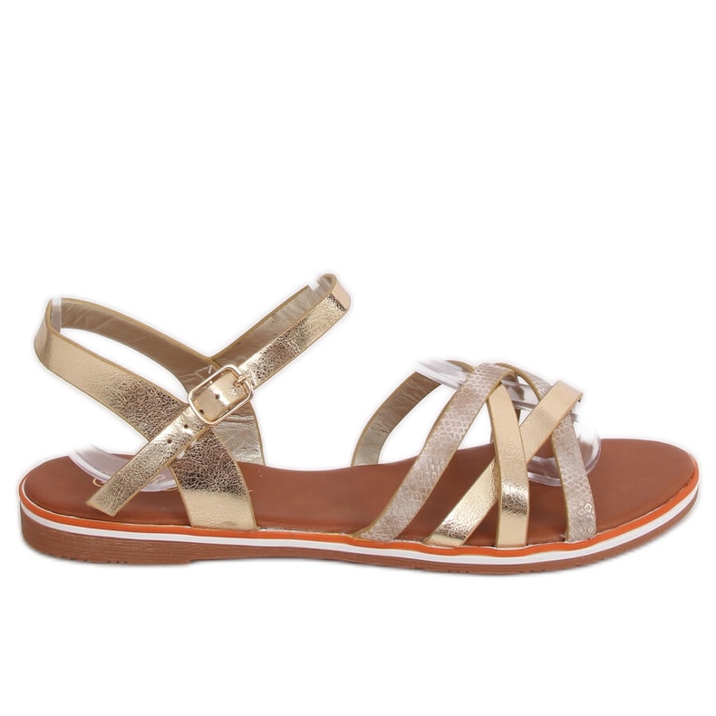 Gold women's sandals 99-62 Gold golden