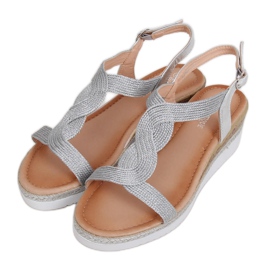 Silver wedge sandals L6629 Silver grey Silver wedge sandals L6629 Silver grey