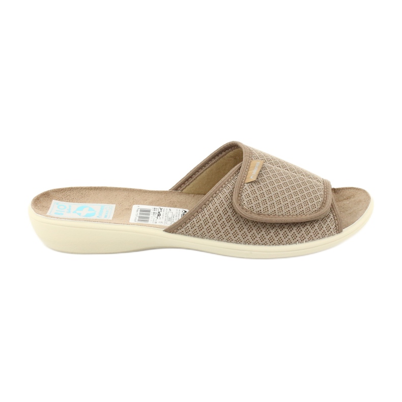 Adanex Beige slippers with Velcro flaps 24840