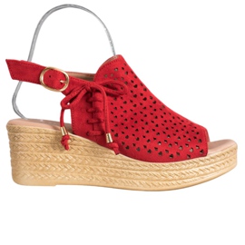 Small Swan Comfortable openwork sandals red Small Swan Comfortable openwork sandals red