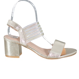 Small Swan Shiny Slip On Sandals golden Small Swan Shiny Slip On Sandals golden