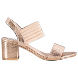 Small Swan Shiny Slip On Sandals golden