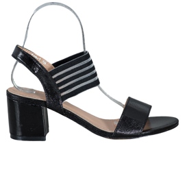 Small Swan Shiny Slip On Sandals black Small Swan Shiny Slip On Sandals black