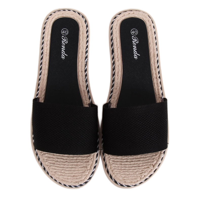 Black women's black slippers 35-185 Black